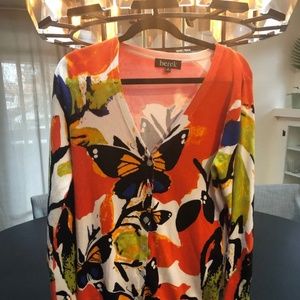 Vintage Berek Multicolored Cardigan Sweater Size M Butterfly Pattern